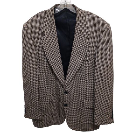 Oscar De La Renta Houndstooth Blazer Sz 48 Brown Wool Sportscoat Classy Designer - Picture 1 of 16
